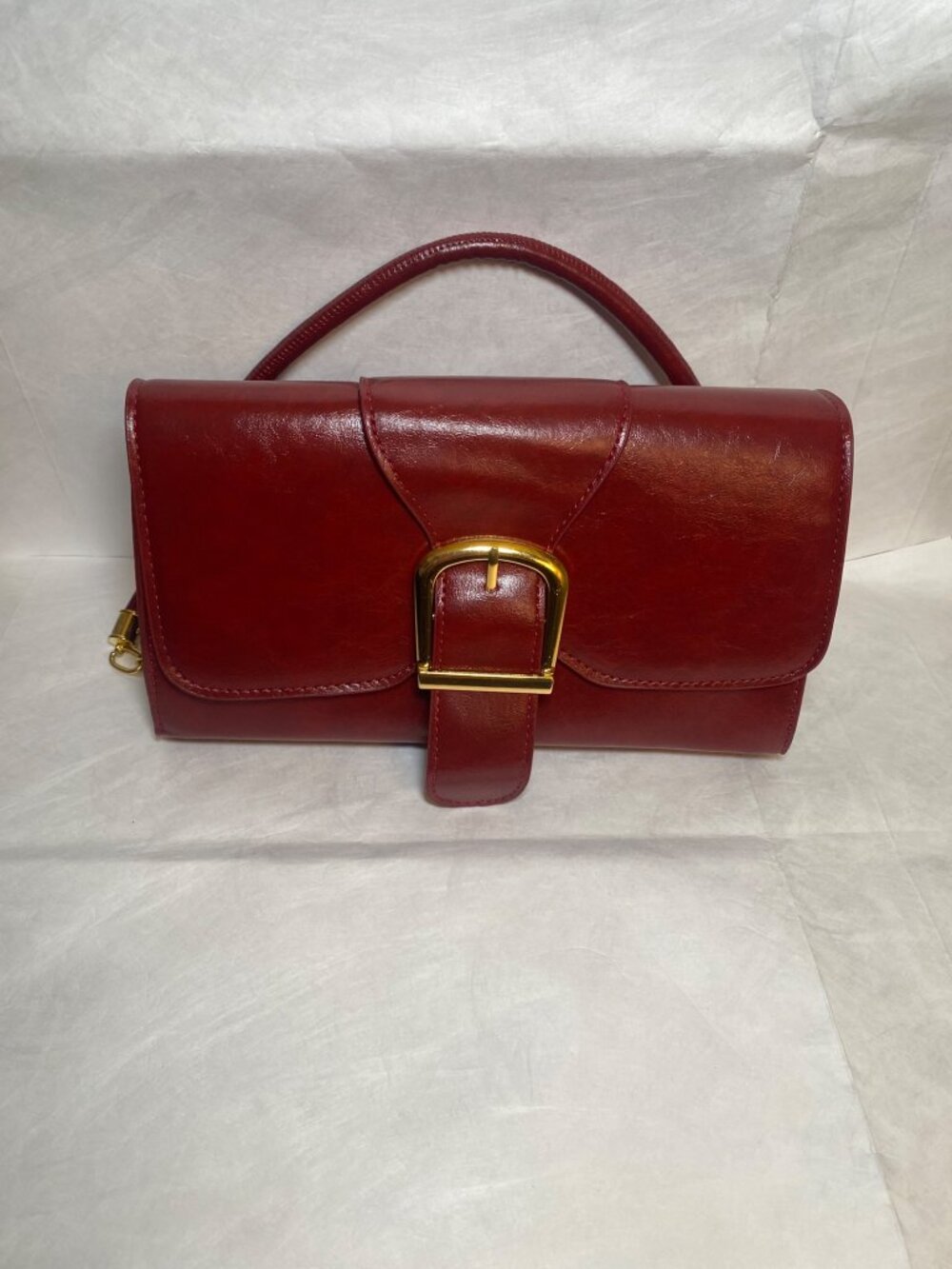 Burgundy Faux Leather Top Handle Shoulder Bag NWOT